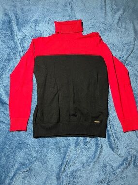 Calvin Klein Red & Black Turtleneck Sweater - Size M